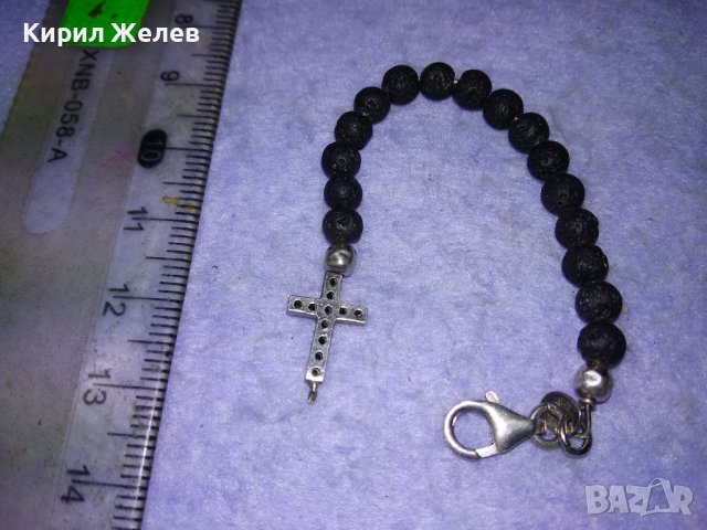 ЧАСТ от СРЕБЪРНА ГРИВНА СРЕБРО 925 с ТОПЧЕТА от ВУЛКАНИЧЕН КАМЪК и МАРКАЗИТИ на КРЪСТЧЕТО 40987, снимка 15 - Гривни - 43225262