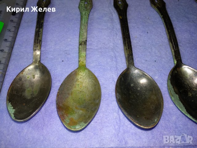 КОМПЛЕКТ 6 Стари РУСКИ БРОНЗОВИ ДЕБЕЛО ПОСРЕБРЕНИ ЛЪЖИЦИ с ФИЛИГРАННА ОРНАМЕНТИКА 42197, снимка 4 - Колекции - 43806649