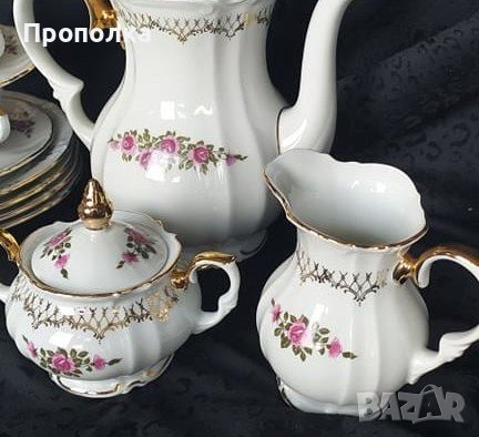 Немски, красив сервиз "Златна дантела с рози", снимка 5 - Сервизи - 43914027