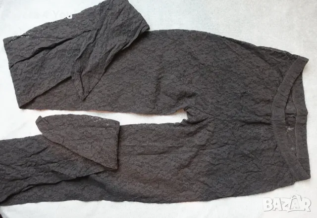 Calzedonia S/M черен дантелен чорапогащник с черен ръб по краката, снимка 9 - Бельо - 50382479