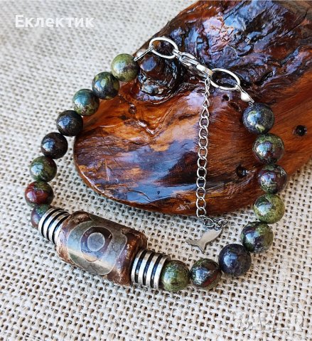 Унисекс гривна с Дзи мънисто и яспис Драконова кръв