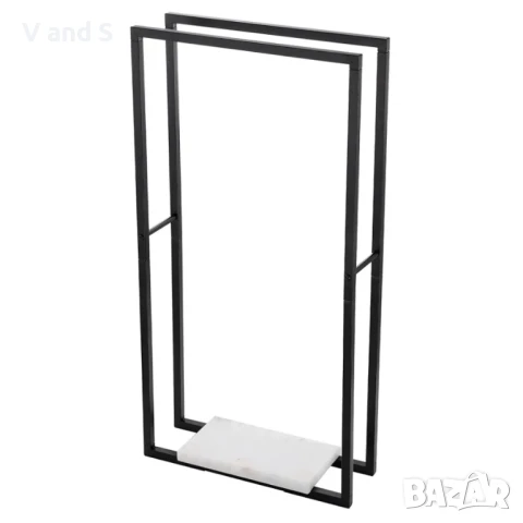 KES Стояща закачалка за кърпи за баня с тежка мраморна основа, 38" височина, 2 нива, свободно стояща, снимка 9 - Сушилници - 50701276