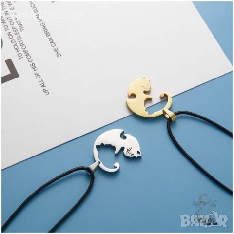 Двойно колие с висулки "Котки", снимка 3 - Колиета, медальони, синджири - 43832736