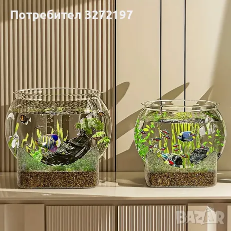 MOTOTIGER кръгъл аквариум с основа,дизайн с противоударна защита, снимка 8 - Аквариуми - 48715478