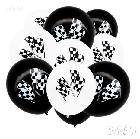Рали флагчета черно бели Обикновен надуваем латекс латексов балон парти хелий или газ