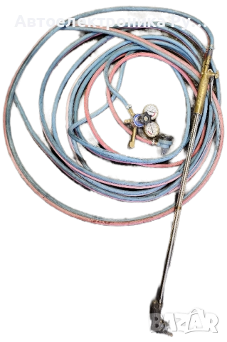 резач на кислород и газ с манометри, винтил и защитни клапани 15 метров двоен маркуч