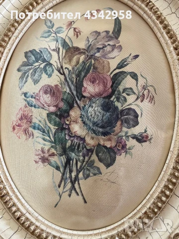Vintage.Копринена картина в рамка., снимка 4 - Антикварни и старинни предмети - 51392586
