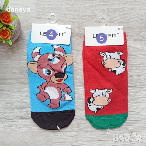 3481 Чорапи за маратонки Весели кравички, 36-41 номер, снимка 2 - Дамски чорапи - 39601310