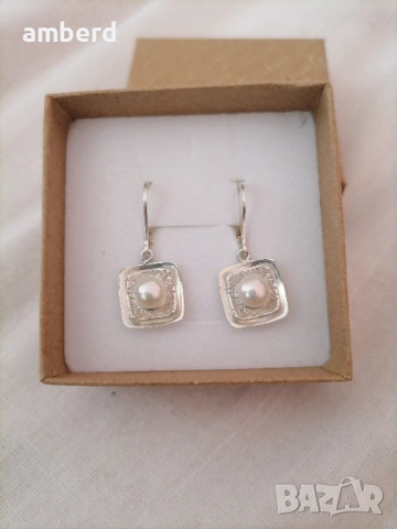 Страхотен сребърен комплект с перли, снимка 4 - Бижутерийни комплекти - 53557210