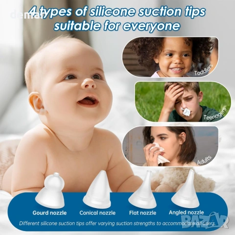 MOMMED Бебешки назален аспиратор, до 65kPa с 9 нива на засмукване, снимка 3 - Други - 53179167