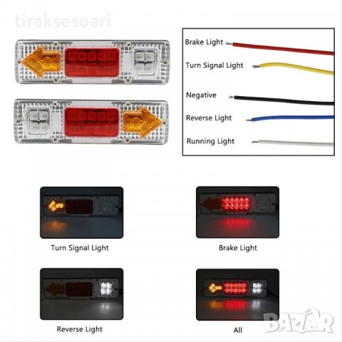 КОМПЛЕКТ! Диодни стопове за ремарке, бус, платформа LED Стопове универсални 12 волта, снимка 2 - Аксесоари и консумативи - 39988959