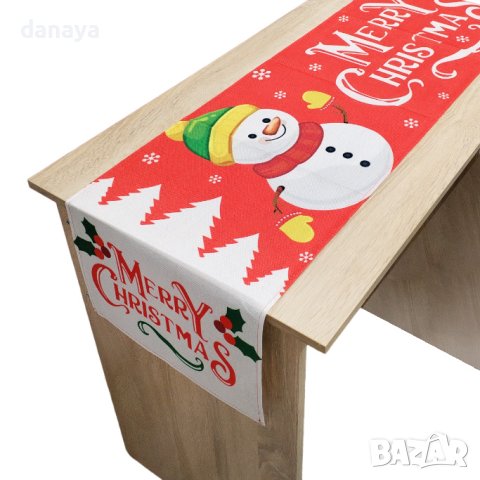 4269 Коледен тишлайфер за маса Merry Christmas, 180x34cm, снимка 4 - Покривки за маси - 43310567