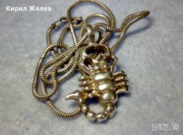 ЗОДИЯ СКОРПИОН ФИГУРАЛЕН СРЕБЪРЕН МЕДАЛЬОН с ФИНА СРЕБЪРНА ВЕРИЖКА СРЕБРО 925 ITALY 49834, снимка 3 - Колиета, медальони, синджири - 50340556