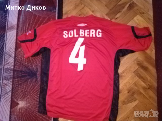 Бран футболна тениска Умбро №4 Солберг размер М, снимка 6 - Футбол - 28320199