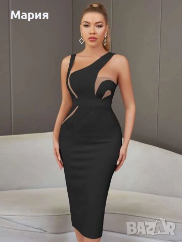 Бандажна рокля в черно, снимка 3 - Рокли - 23952430