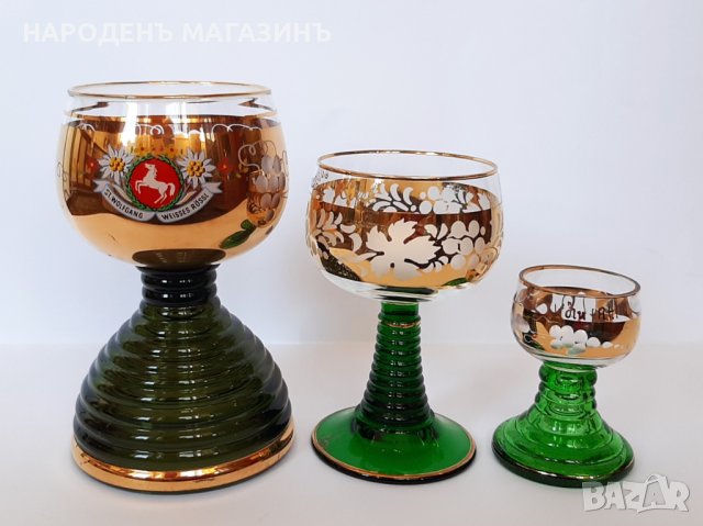 Немски златни чаши за вино и ракия сервиз , снимка 1 - Други ценни предмети - 43517072