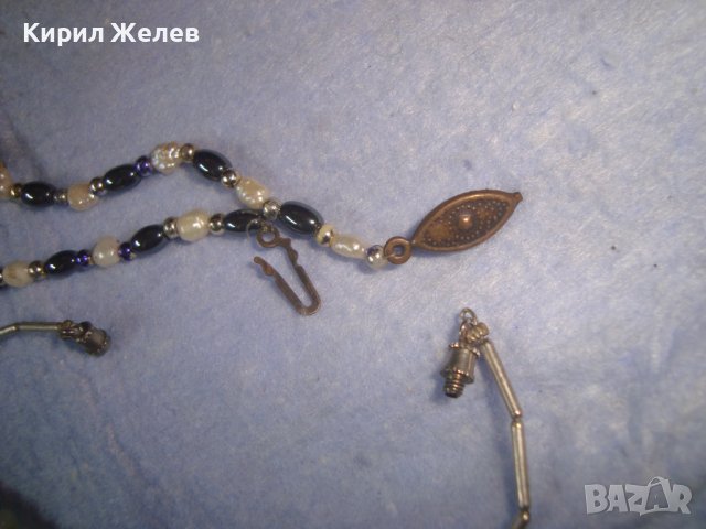 2 МЪНИСТЕНИ ХЕНД МЕЙД АРТ ГРИВНИЧКИ с ХЕМАТИТ и ПЕРЛИЧКИ и НЕФРИТ 15325, снимка 4 - Гривни - 37045908
