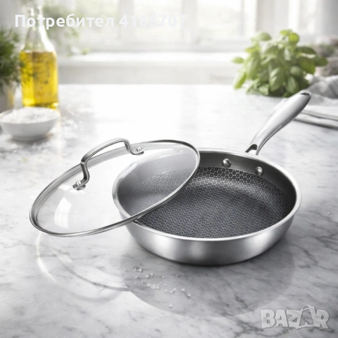 Тиган с капак Goldmann GM 1128-24, 1128-26 , 24x5 см./26х5 см., Трислойно дъно, Незалепващо покритие