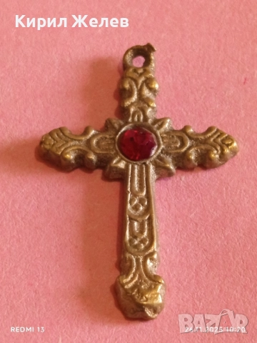 КРАСИВО ОРНАМЕНТИРАН КРЪСТ с КАМЪК РУБИН МНОГО КРАСИВ МОДЕН АКСЕСОАР 26304, снимка 2 - Други - 52545471
