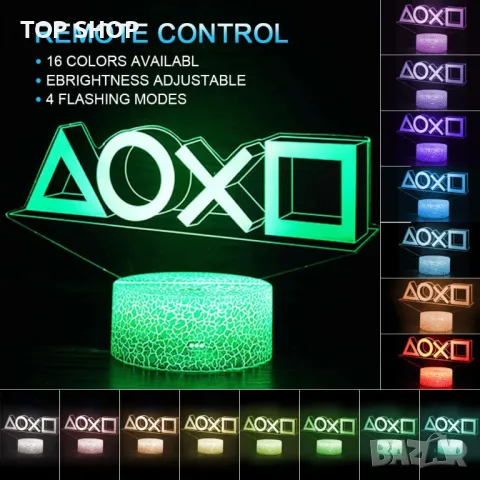 3D Play station Нощна лампа с 16 цвята Функция USB, снимка 4 - Детски нощни лампи - 49156828