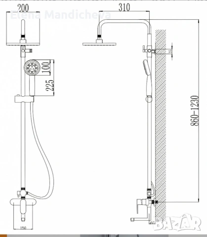 Интер керамик Inter Ceramic Душ за баня с Месингов смесител Стационарен и Подвижен душ , снимка 8 - Душове - 53135502