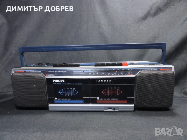 СТАР РЕТРО ДВУКАСЕТЪЧЕН РАДИО КАСЕТОФОН PHILIPS D8069/01, снимка 4 - Радиокасетофони, транзистори - 53273770