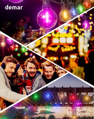 Zuske 15M Външни коледни светлини с 25 G40 LED нечупливи крушки, IP65, снимка 6 - Декорация за дома - 42937732