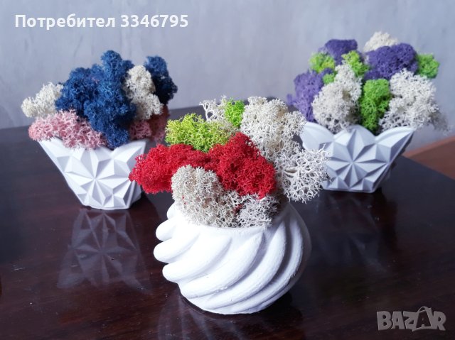 Гипсови фигури декорирани със скандинавски мъх , снимка 4 - Декорация за дома - 44113350