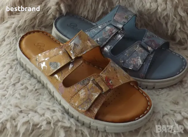 Дамски чехли от естествена кожа ,с лепенки, код 431/70, снимка 1