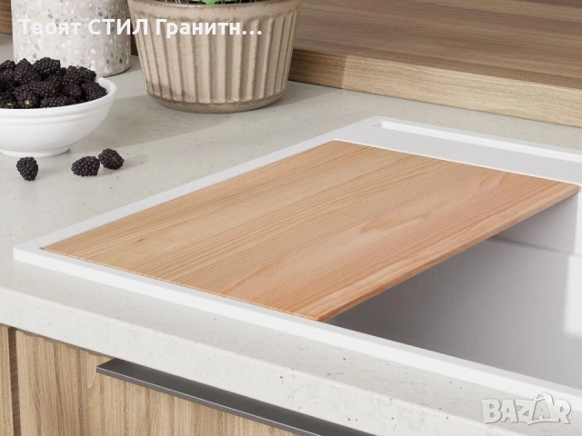 Бяла гранитна кухненска мивка Осло 90 Pocket 880x530 мм, снимка 4 - Мивки - 51719503