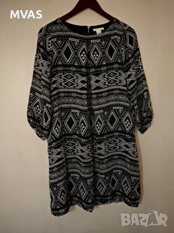 H&m нова черно бяла рокля М размер 3/4 ръкав, снимка 1