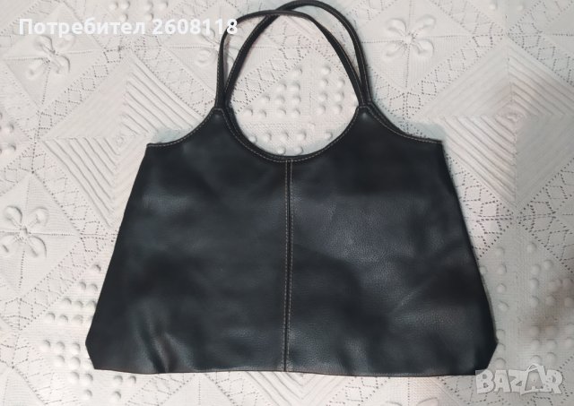 Черна кожена чанта и дамски плик, снимка 4 - Чанти - 43223158