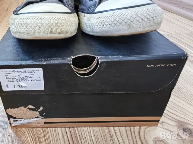 Дамски кецове CONVERSE оригинал, N'39, естествена кожа, сребристи т. сиви, много запазени, снимка 5 - Кецове - 18102340