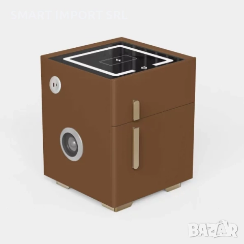 Интелигентно нощно шкафче Smart Heater, сейф, USB и Type-C, Bluetooth, кафяв