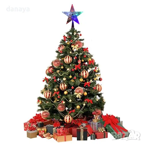 5498 Светеща коледна звезда за елха връх за елха звезда, 14 см, снимка 4 - Декорация за дома - 48152084