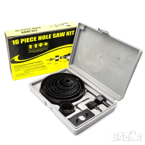 Комплект Боркорони за дърво, Пластмаса, Гипсокартон,  19-127 мм, Черни, снимка 4 - Други инструменти - 51863109