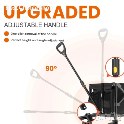 Сгъваема транспортна количка , помощна количка за багаж , плаж , - 100L сгъваем с регулируема дръжка, снимка 2 - Палатки - 53360035