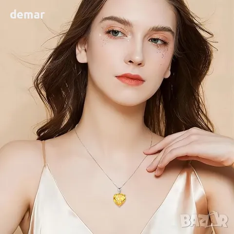 JO WISDOM сребърно дамско колие със сърце от 3А кубичен цирконий, снимка 2 - Колиета, медальони, синджири - 49675005