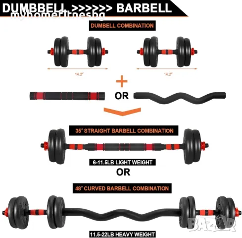 30 кг Дъмбели 2х15кг + 2  лоста прав и крив щанга Премиум Разпродажба, снимка 4 - Фитнес уреди - 34257045