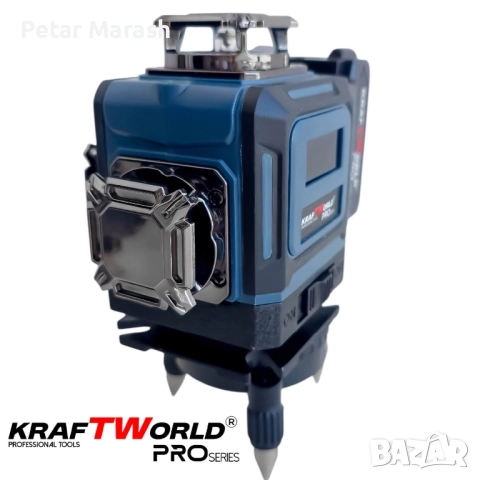 Лазерен нивелир Kraftworld PRO 4×360° с тъчскрийн дисплей, дистанционно и пълен комплект в куфар, снимка 11 - Измервателни инструменти - 52222539
