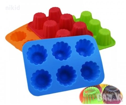 6 мини пудинг капсули кексчета мъфини силиконов молд форма фондан шоколад бонбони желирани лед гипс