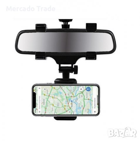 Поставка за телефон за огледало за кола, Черна