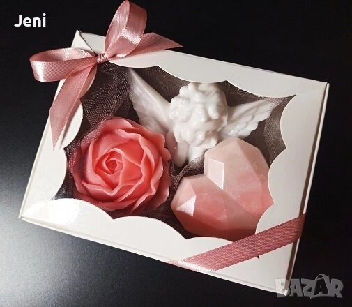 Роза, ангел и сърце подаръчна кутия ароматни сапуни, снимка 2 - Декорация за дома - 53013230
