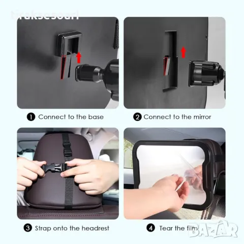 Огледало за задна седалка за наблюдение на деца и бебета, снимка 3 - Аксесоари и консумативи - 47841425