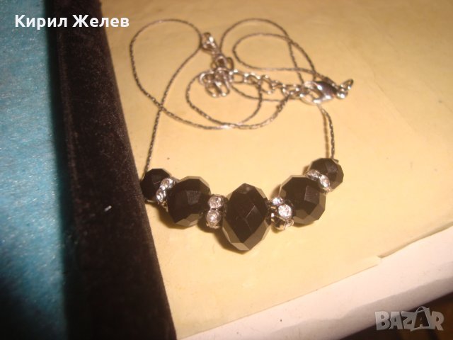 АРТ ДЕКО НЕЖНО КРАСИВО СТИЛНО КОЛИЕ с ФАСЕТИРАНИ ОНИКСИ 27063, снимка 3 - Колиета, медальони, синджири - 34999430