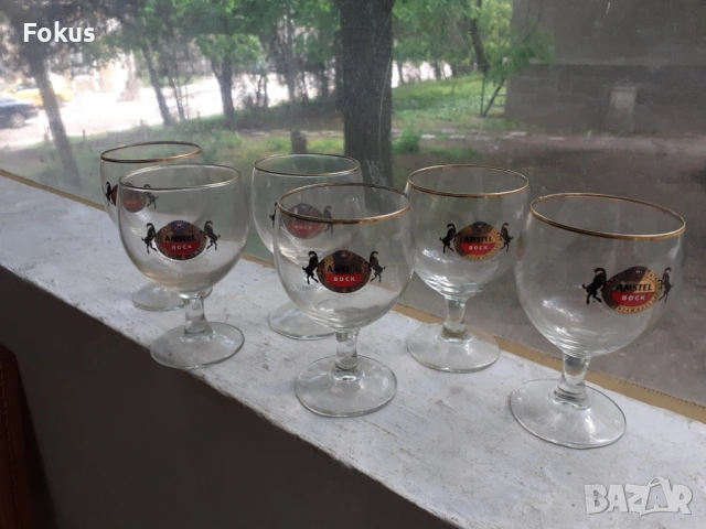 Стари чаши за бира Амстел 6 бр., снимка 2 - Антикварни и старинни предмети - 53383946