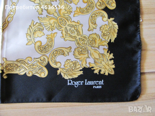 Винтидж Дамски шал Roger Laurent PARIS , 85х85см., снимка 2 - Шалове - 53258700