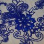 Плат дантела Armani с камъни и перлички цвят турско синьо синьо, снимка 5