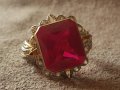 ЗЛАТЕН 18 КАРАТА с огромен РУБИН ръчен елегантен пръстен злато, снимка 5