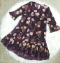 Къса рокля в кафеви цветове на волани с флорален принт, снимка 1 - Рокли - 40281752